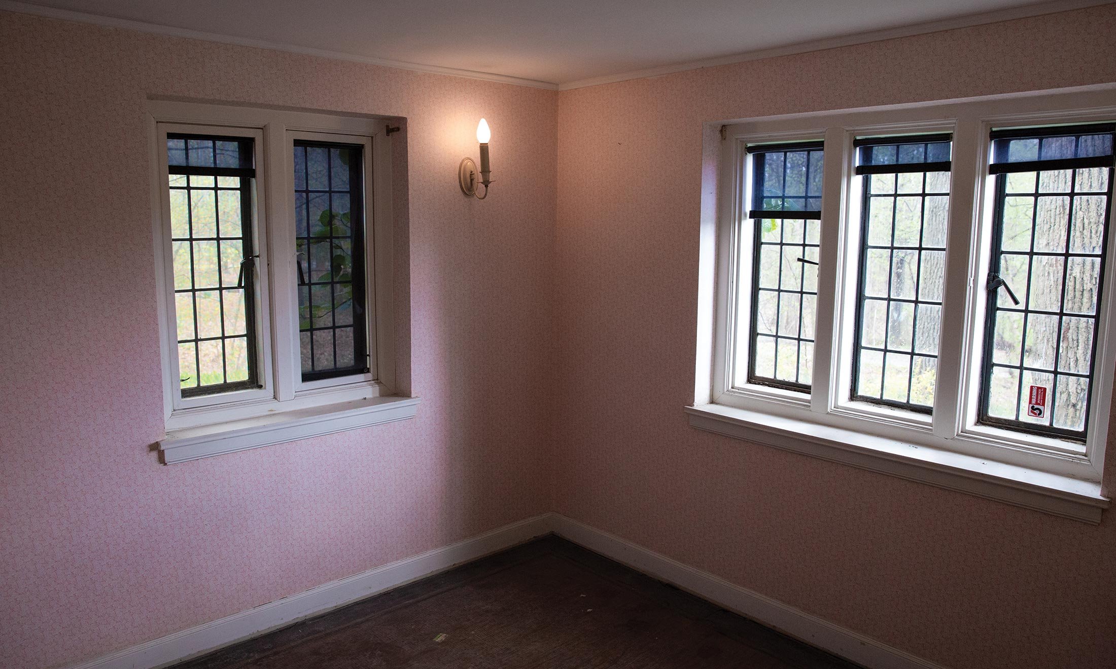 Inside a room under construction in Knole Cottage on the grounds of the Meadow Brook Estate