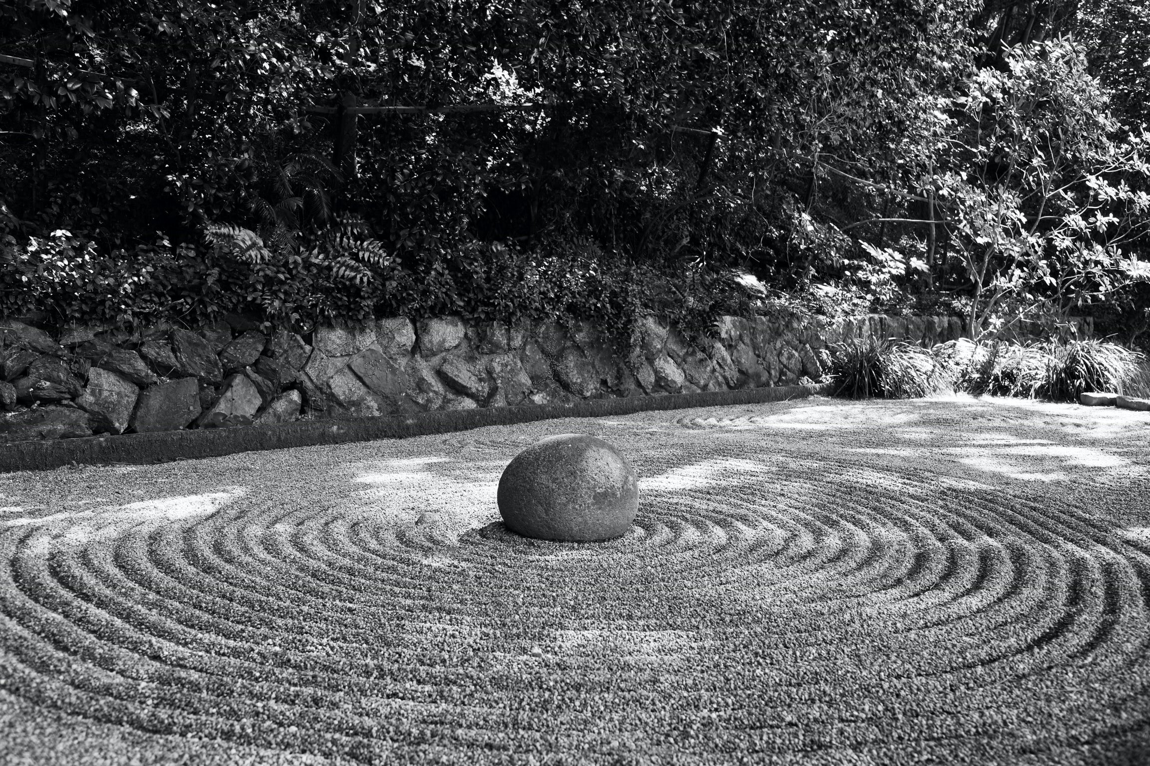 Large stone in the middle of a natural labyrinth