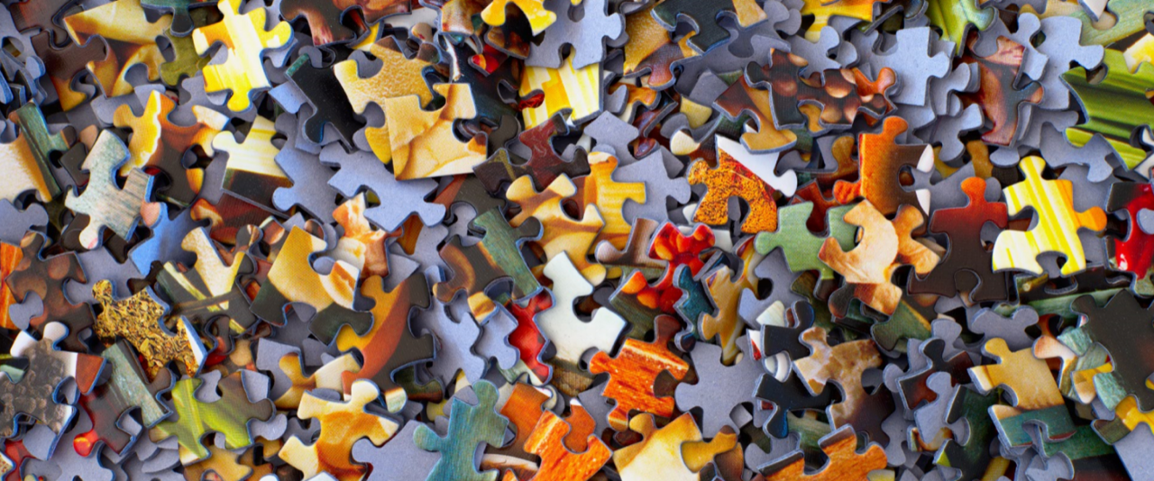 An assortment of puzzle pieces