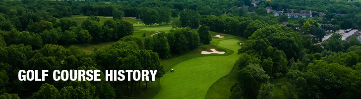 image of the aerial view of a golf course with the text "Golf Course History"