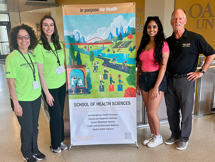 Aratrika Iyer with Dean Kevin Ball, Professor Florence Dallo, and summer camp manager Madison Elsayd