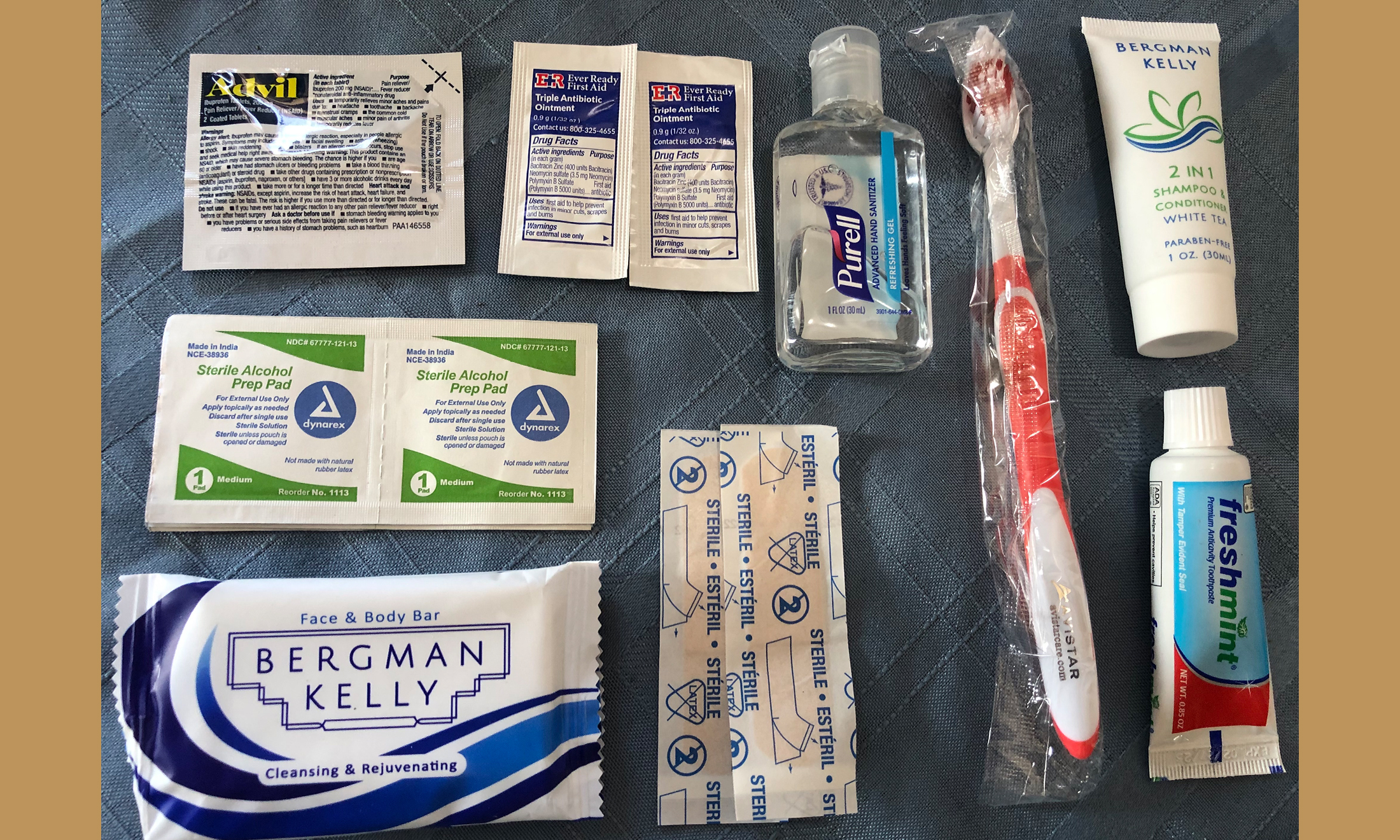 An image of the contents of the hygiene kits