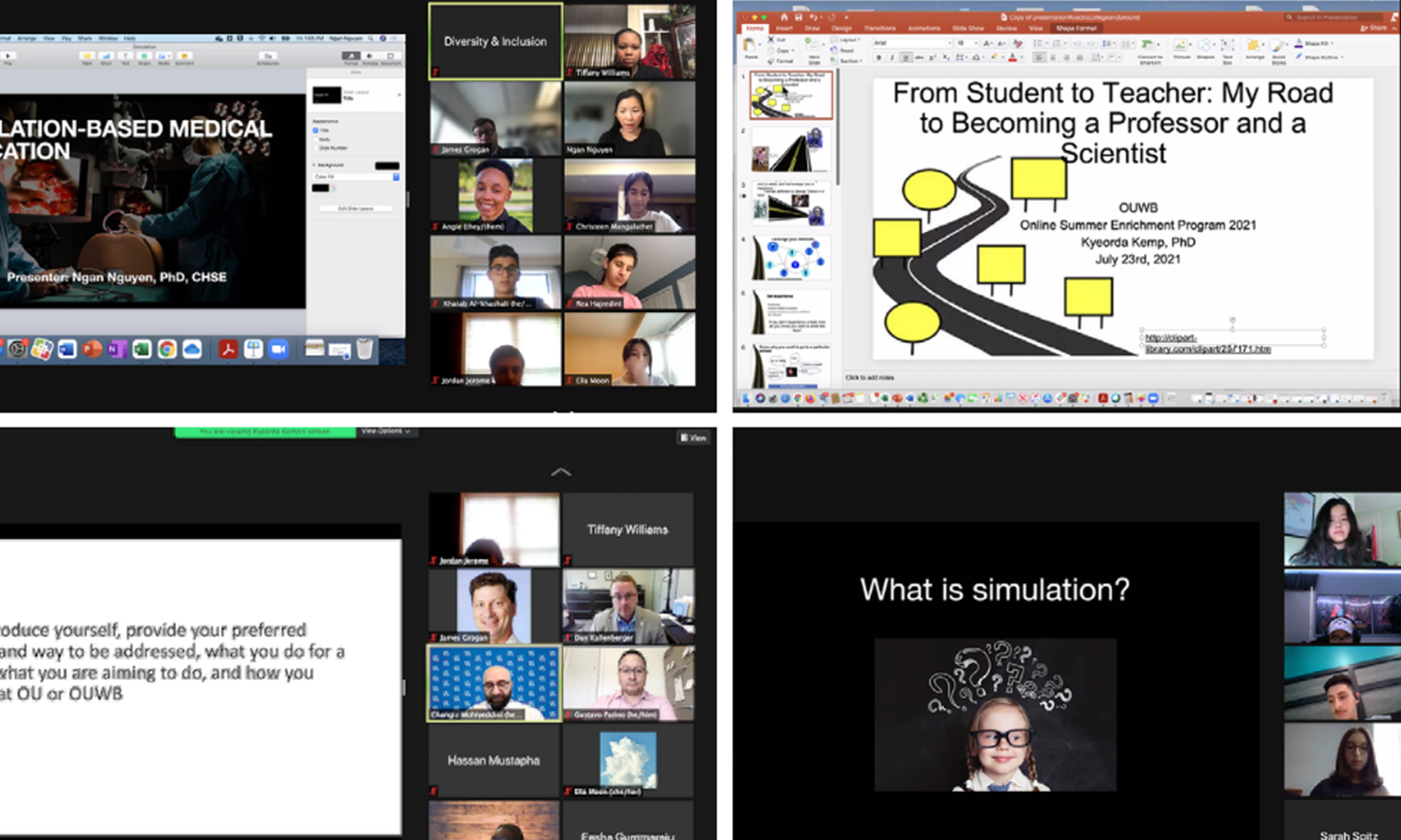 An image of screenshots from online learning sessions.