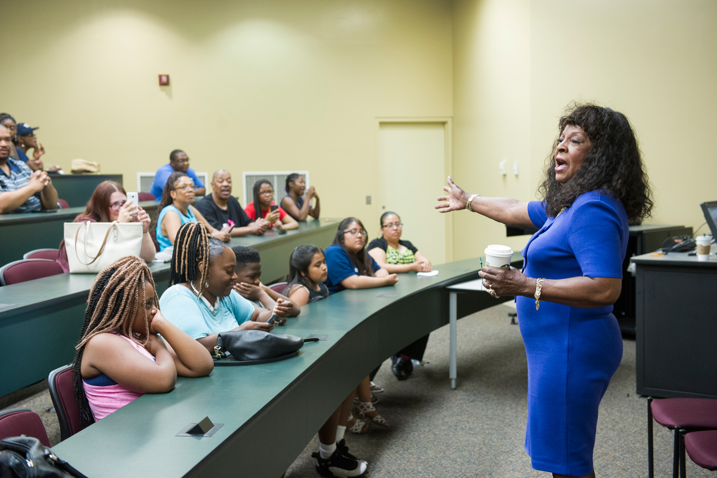 Martha Reeves speaking to students