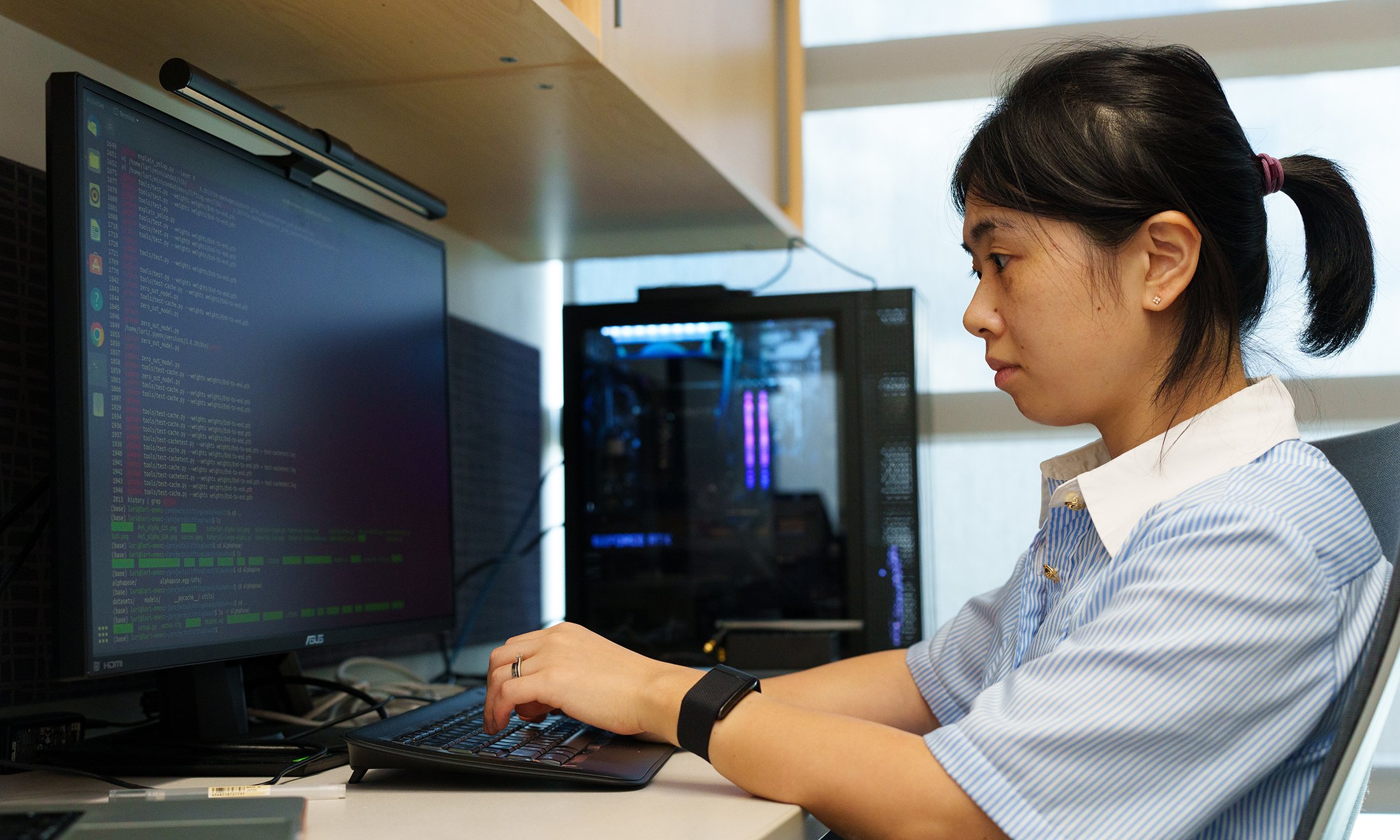 A student working at a computer