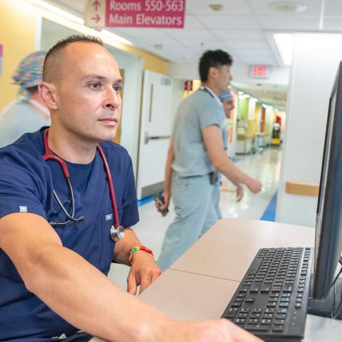 Man sitting at computer