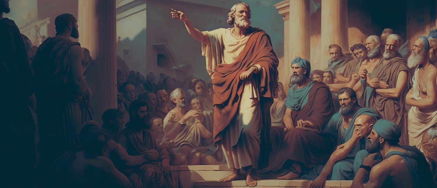 Painting of Socrates giving a speech