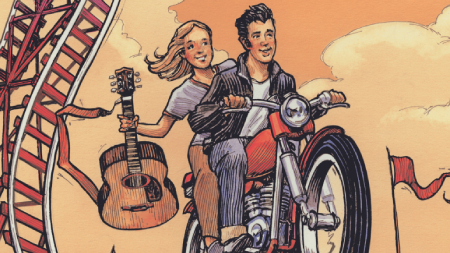 man and woman on motor bike