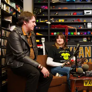 Martin “Marty” Shafer recording in the WXOU studio with a student.