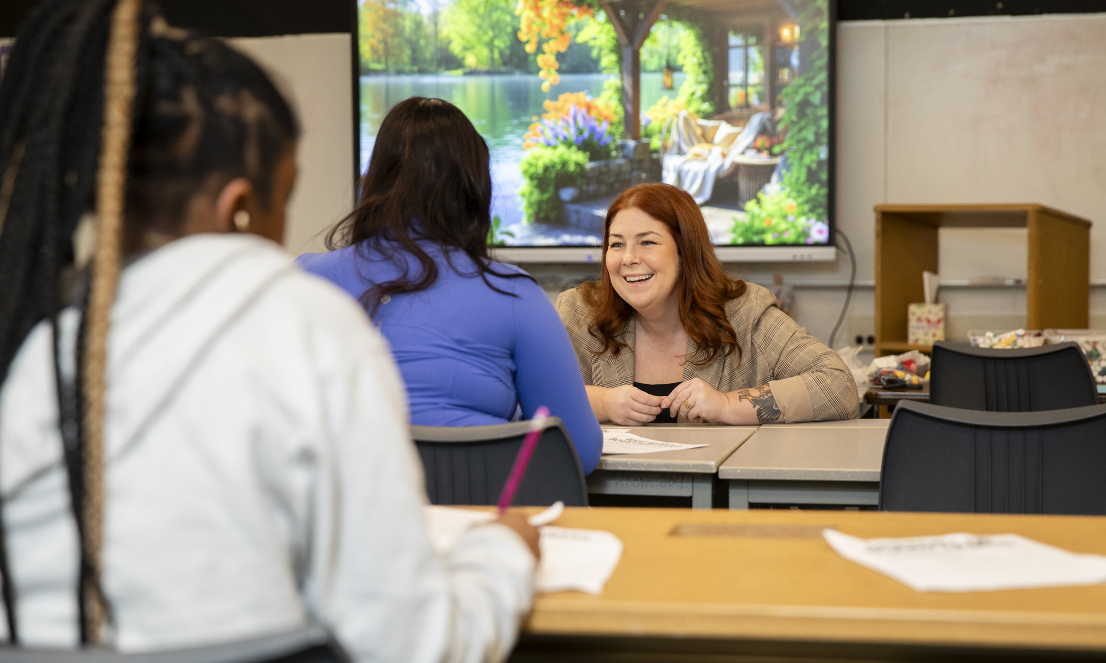 Woman teaching class