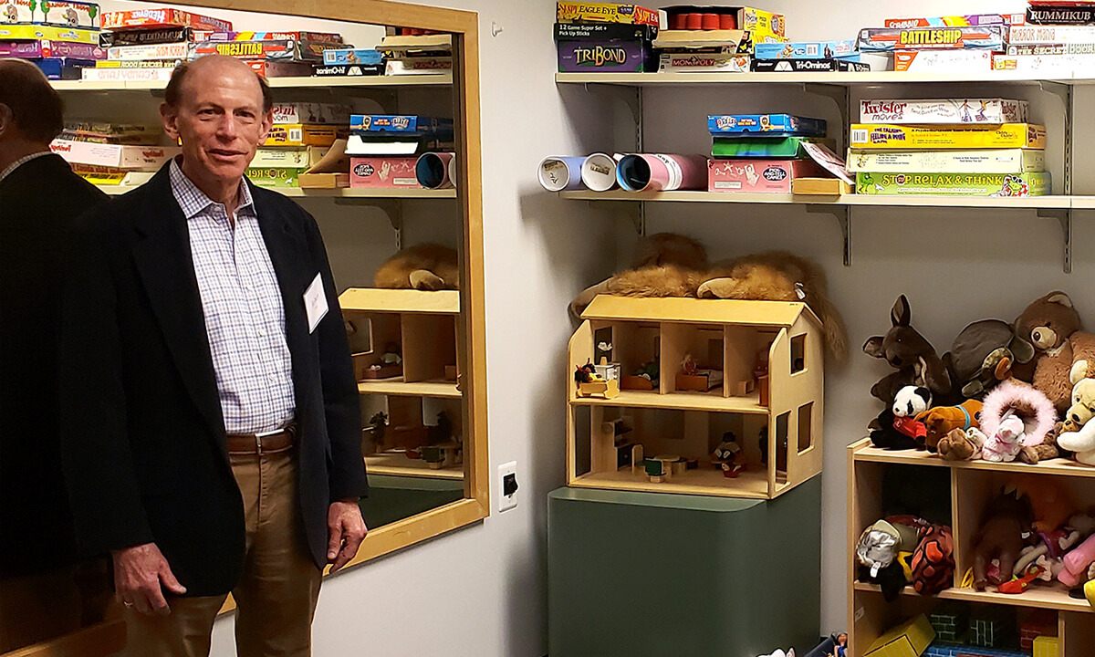 Dr. Fink in the new play therapy room