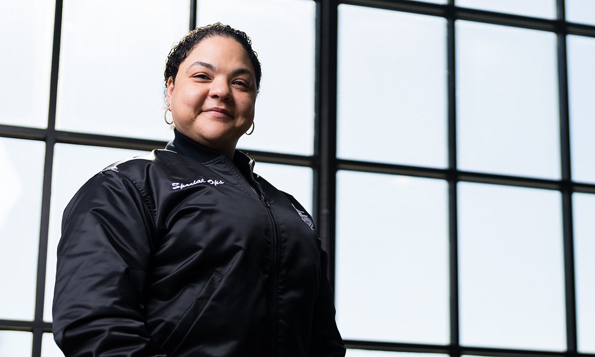 Michelle Davidson posing and looking into the camera