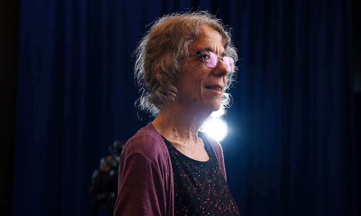 A woman standing on a stage