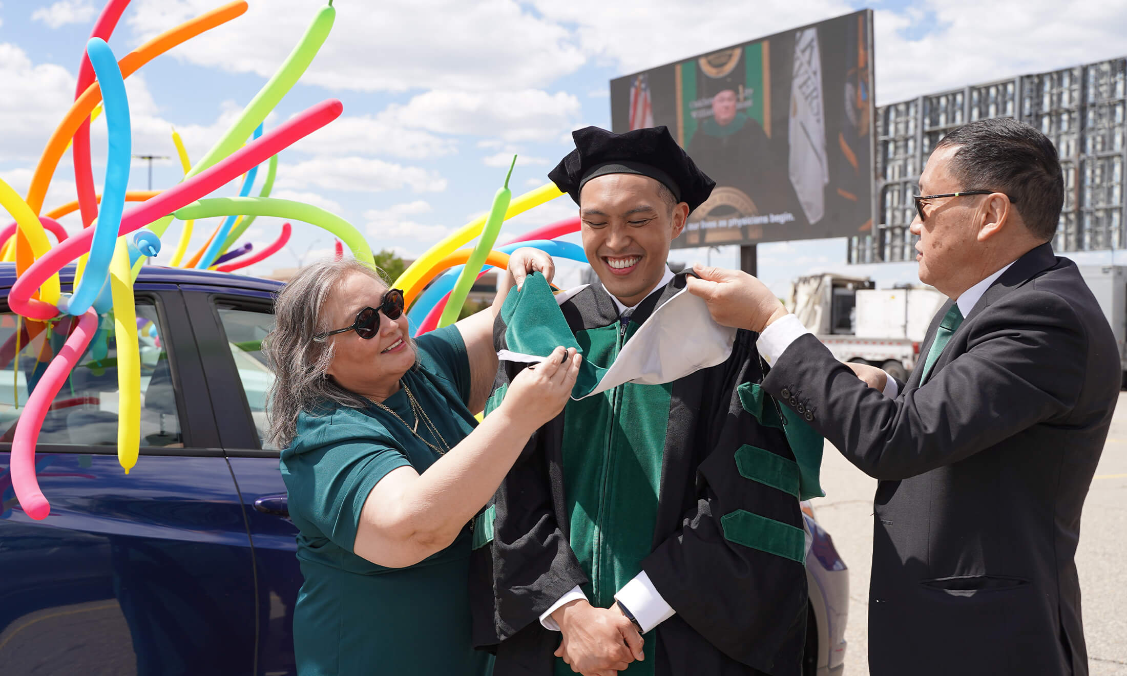 The Cervantes family at OUWB's 2021 commencement