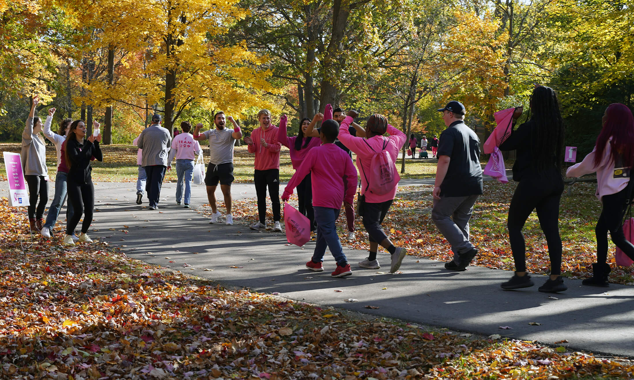 Students at the Making Strides Against Breast Cancer event in October 2022