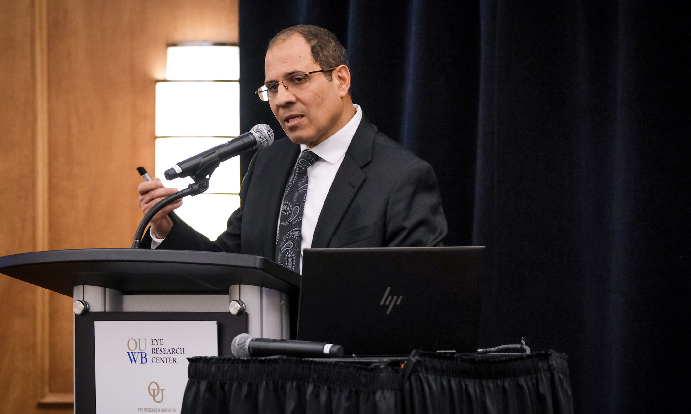 Dr. Al-Shabrawey speaking at the event