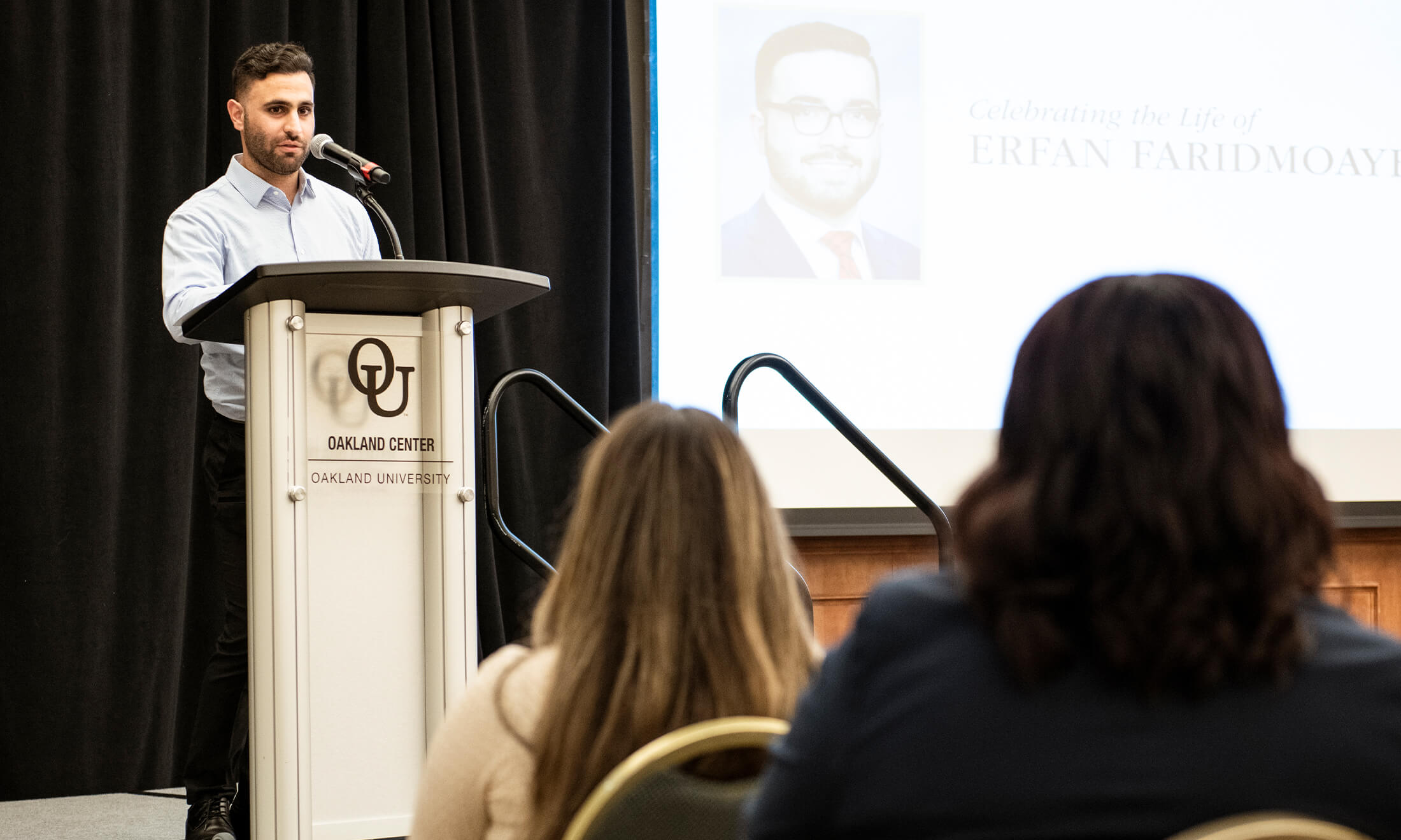 Dr. Daneshvar speaking during the event