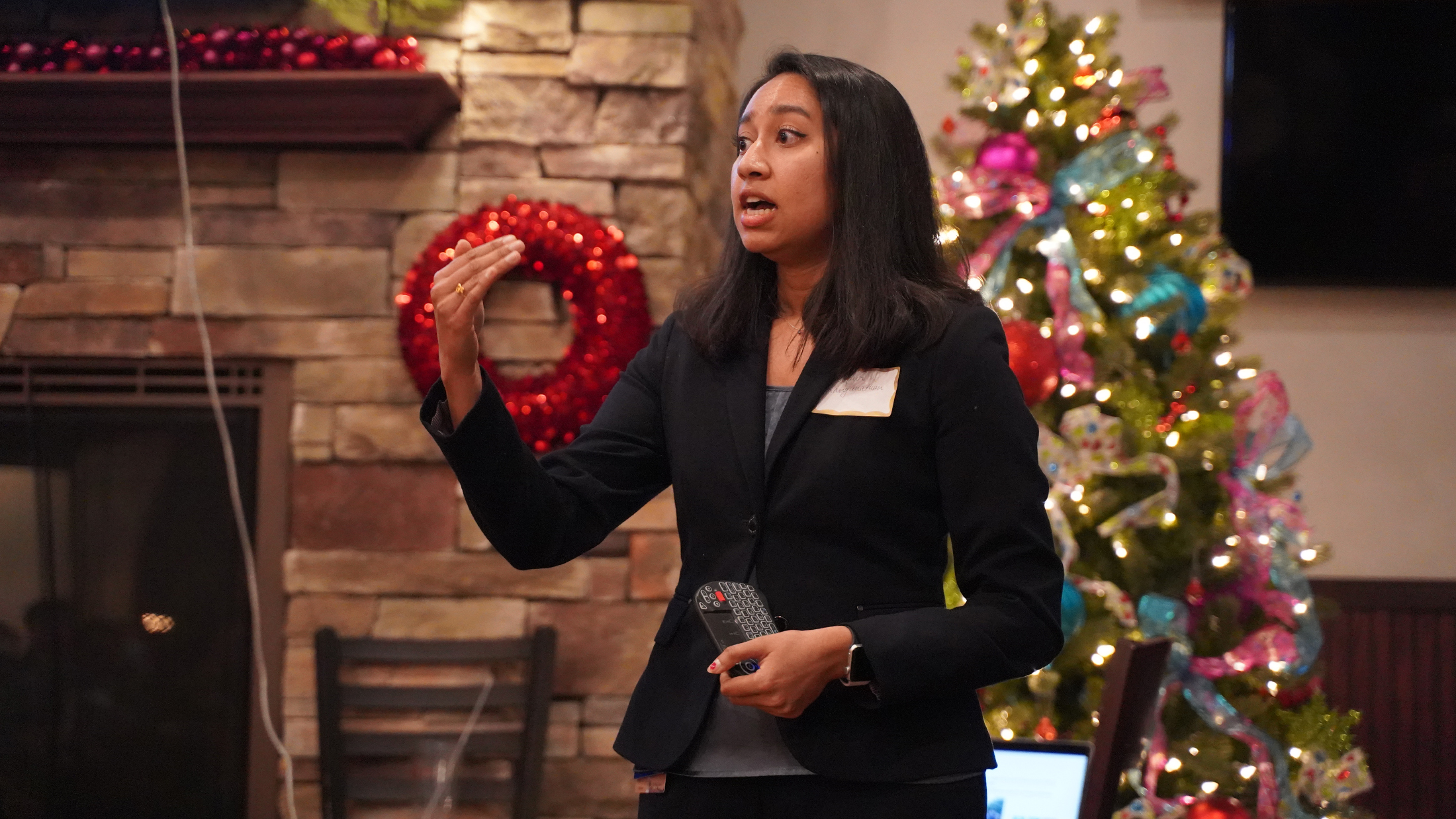 An image of a student giving a presentation.