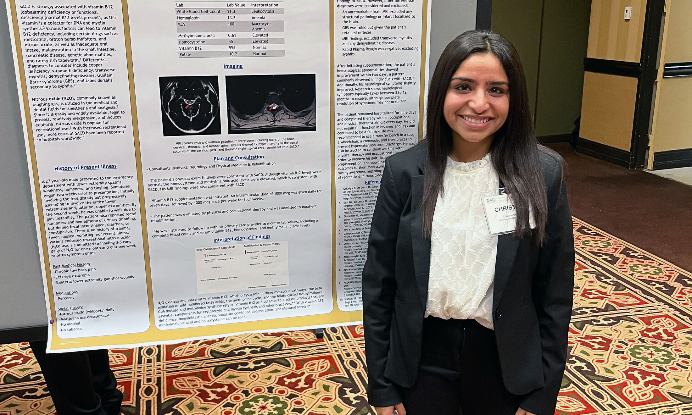 Christine Simon in front of her research poster