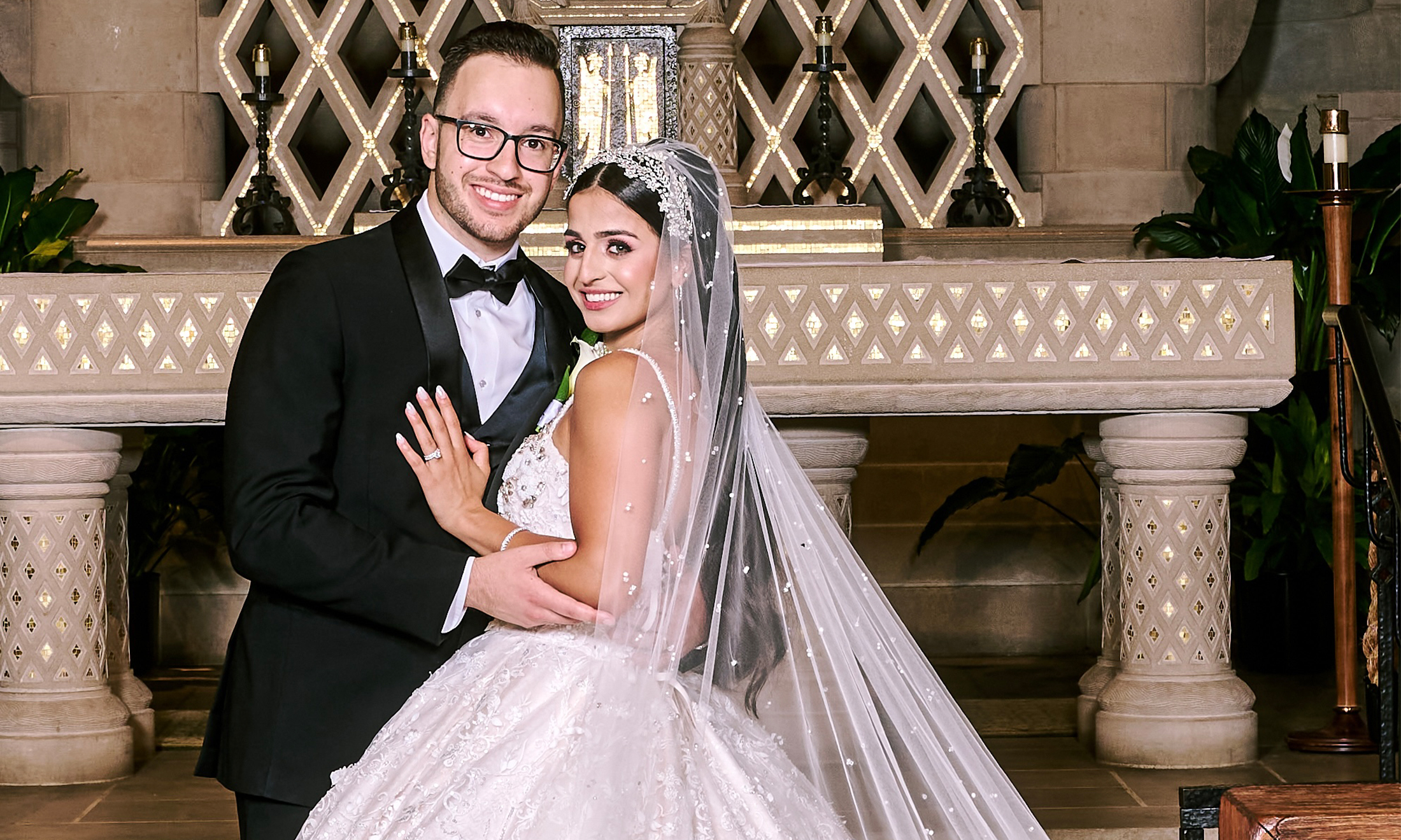 Ethan Dimock and Alise Haddad on their wedding day