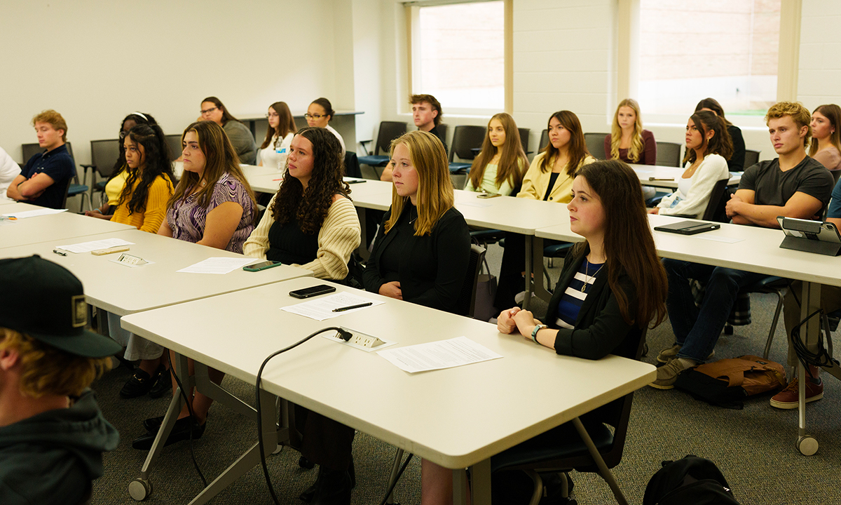 Students sitting in a room