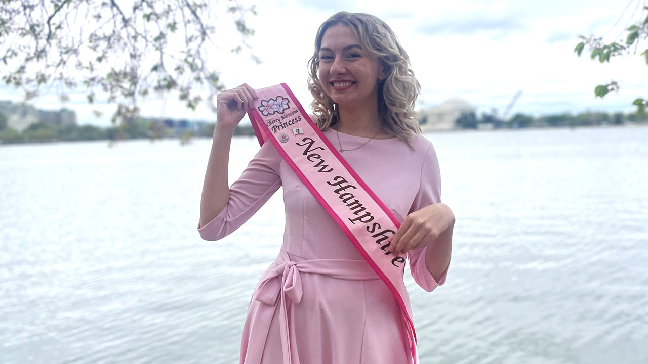 OU student Mallory Waligora was selected to represent New Hampshire in the Cherry Blossom Program