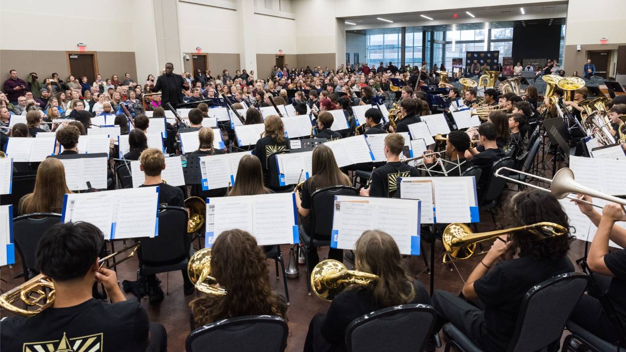 Students at the 2025 High School Honor Band event at Oakland University