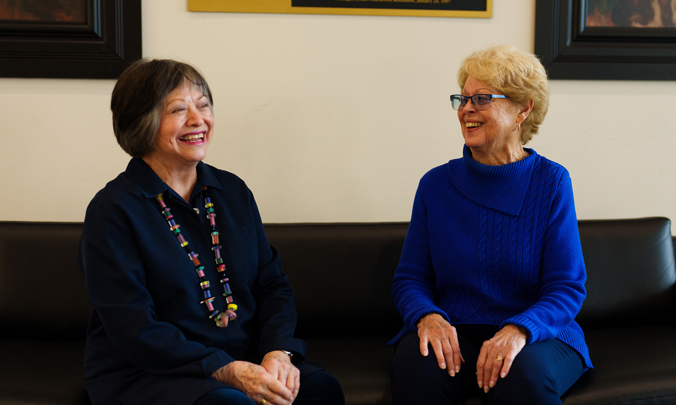 Two people on a couch