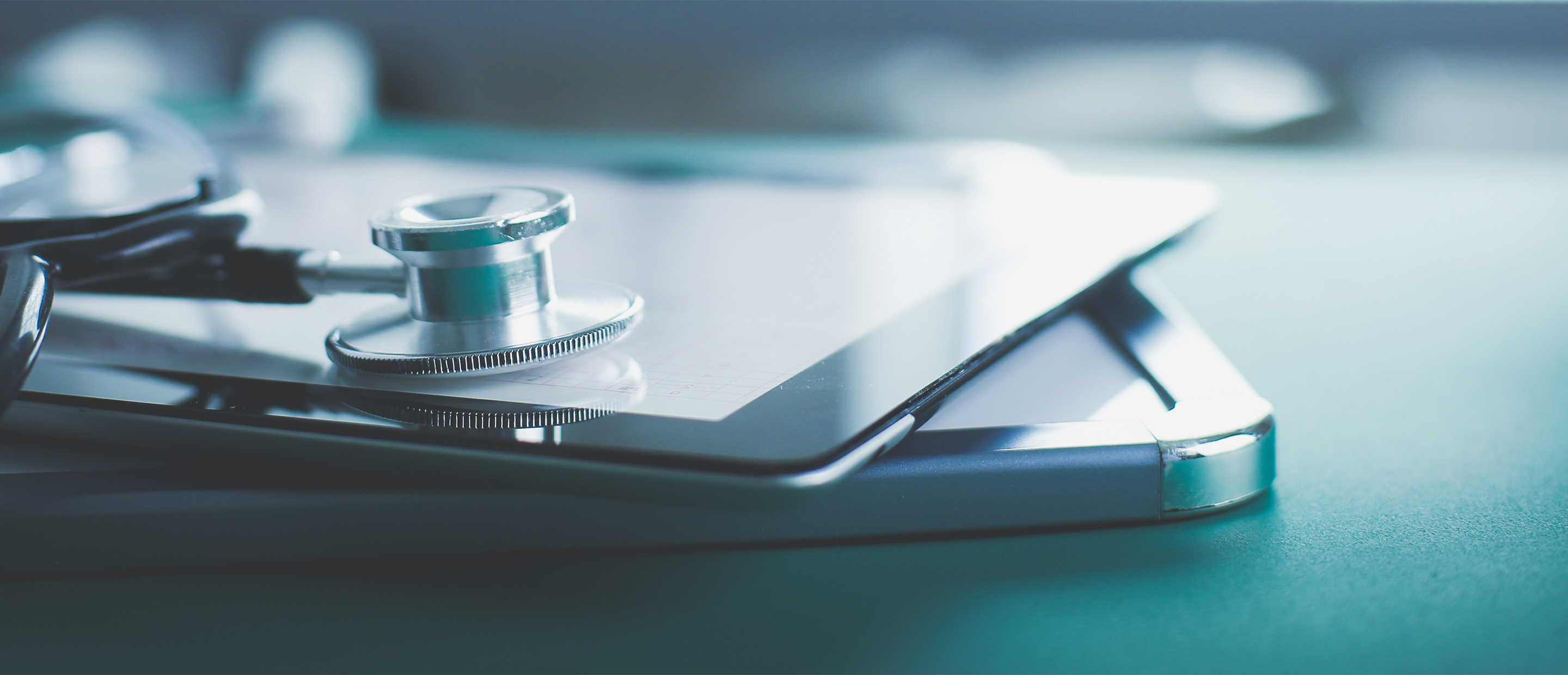 An image of a stethoscope on a table