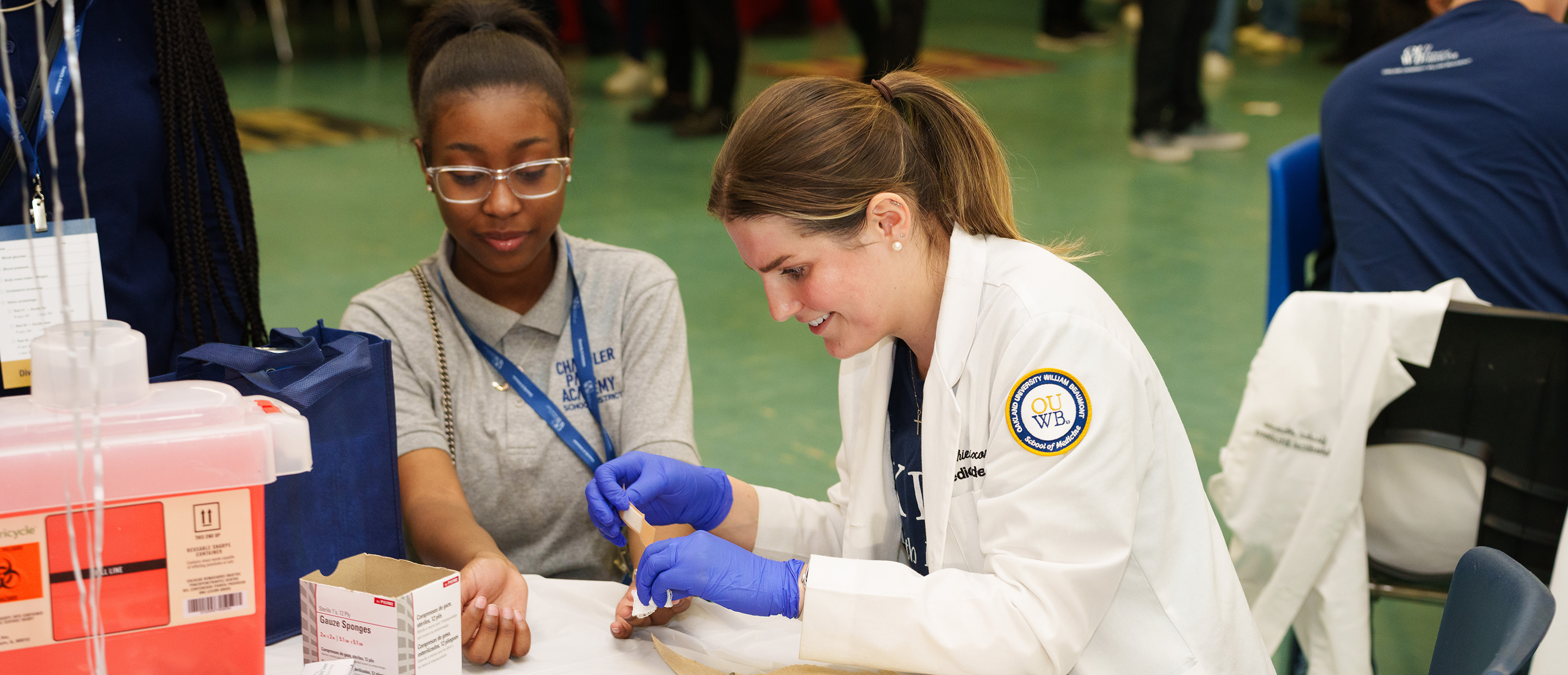 An image of a medical student with a patient