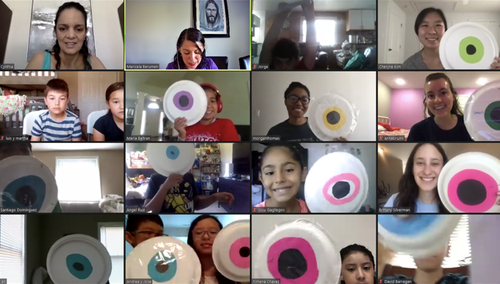 An image of students participating in the online program