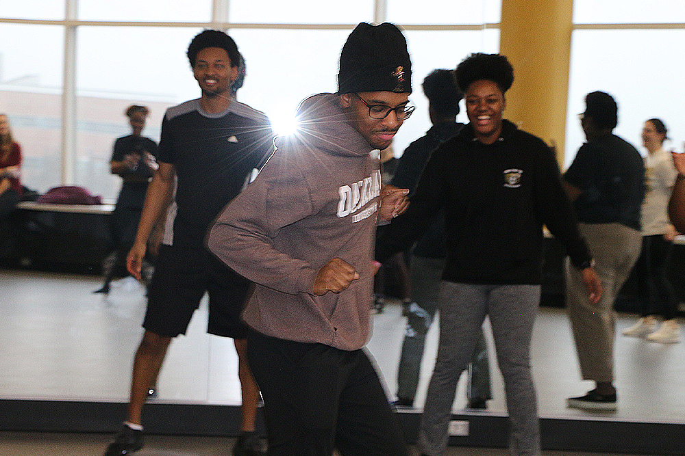 An image of students dancing