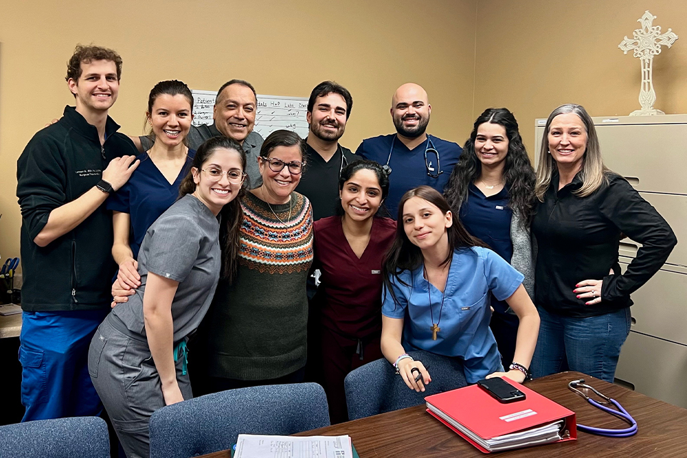 An image of students at the clinic