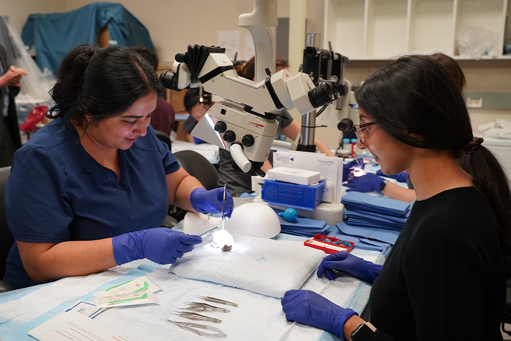 An image of students at the dissection event
