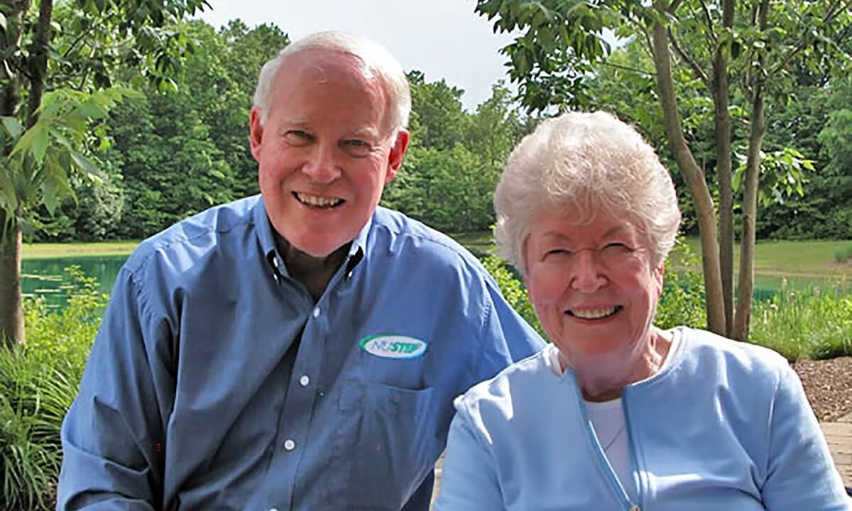 An older couple outside.