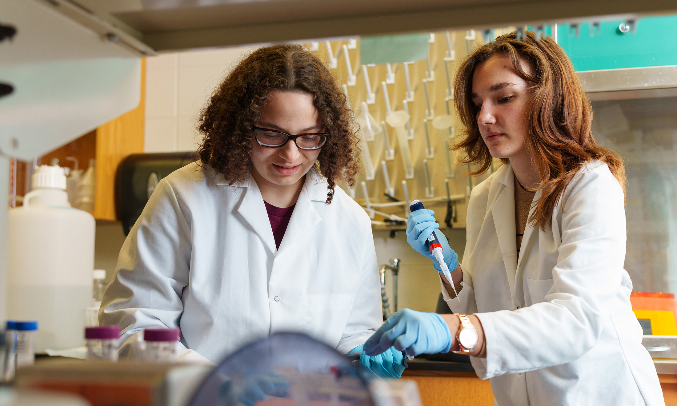 Two people working in a lab