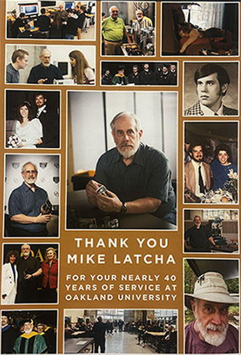 a photo collage of the retiring professor