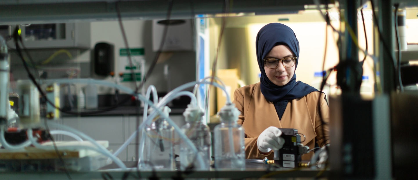 A student working in an engineering lab