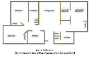 Ann V. Nicholson - 3 bd, 2 bath, ADA accessible apartment